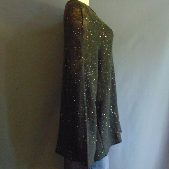 Eileen Fisher NWT Merino Wool Charcoal Gray Sequin Sweater 1X - Picture 6 of 12